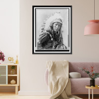 White War Bonnet, head-and-shoulders portrait, facing right, Vintage Poster