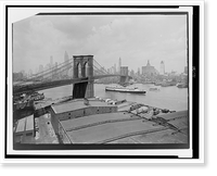 Historic Framed Print, [Bird's-eye view of the Washington Bridge, and lower Manhattan],  17-7/8" x 21-7/8"