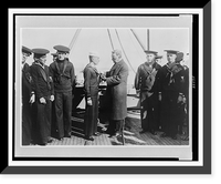 Secretary of The Navy Josephus Daniels decorating seaman Ray Messanelli with Distinguished Service Medal and Croix de Guerre while aboard minesweeper Heron"", Vintage Print