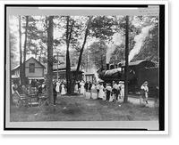Historic Framed Print, [Crowd at railroad station, Sylvan Beach, New York],  17-7/8" x 21-7/8"