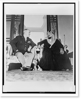 King Ibn Saud and Maj. Gen. Ralph Royce full-length, seated, facing each other, in Saudi Arabia - 2, Vintage Print