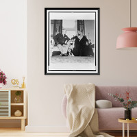 King Ibn Saud and Maj. Gen. Ralph Royce full-length, seated, facing each other, in Saudi Arabia - 2, Vintage Print