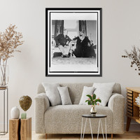 King Ibn Saud and Maj. Gen. Ralph Royce full-length, seated, facing each other, in Saudi Arabia - 2, Vintage Print