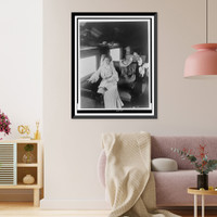 Two women reading in railroad passenger car, Vintage Poster