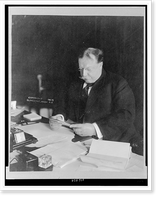 Historic Framed Print, Taft, President reading at desk in White House,  17-7/8" x 21-7/8"