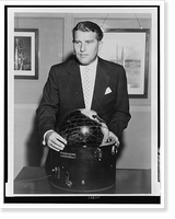 Wernher Von Braun, half-length portrait, standing, facing slightly left, with globe, Historic Print