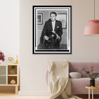 Wernher Von Braun, half-length portrait, standing, facing slightly left, with globe, Historic Print