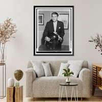 Wernher Von Braun, half-length portrait, standing, facing slightly left, with globe, Historic Print