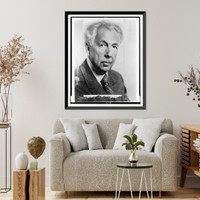 Historic Framed Print, [Frank Lloyd Wright, head-and-shoulders portrait, facing front].photo by Don Keller.,  17-7/8" x 21-7/8"