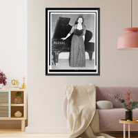 Micheline Ostermeyer, full-length portrait, standing, facing front, in front of a piano, Historic Print
