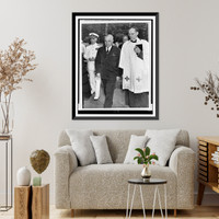 President Harry Truman, full-length portrait, flanked on left by Adm. William Leahy and on right by Canon George Monk Classic, Vintage Poster