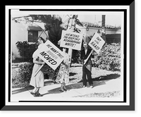 Three people holding signs protesting integration of a white neighborhood, Historic Reproduction