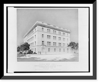 Historic Framed Print, Architectural drawing for an office building (North-Potomac-Decatur Telephone Building"),  14th Street and R Street,  N.W.,  Washington,  D.C. Preliminary perspective,  scheme C",  17-7/8" x 21-7/8"