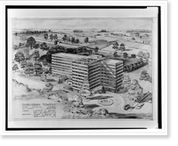 Historic Framed Print, Architectural drawing for an apartment house (Suburban Towers") for Landow & Brandt,  Park Heights Avenue,  Baltimore,  Maryland",  17-7/8" x 21-7/8"