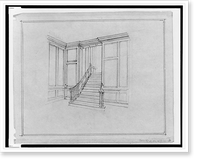 Historic Framed Print, [Restoration of a tavern (Gadsby's Tavern"),  Alexandria,  Virginia,  and the rebuilding of an official residence ("Governor's Palace"),  Williamsburg,  Virginia. Interior perspective of staircase]",  17-7/8" x 21-7/8"