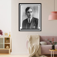 Historic Framed Print, [Oliver La Farge, head-and-shoulders portrait, facing right],  17-7/8" x 21-7/8"