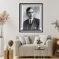 Historic Framed Print, [Oliver La Farge, head-and-shoulders portrait, facing right],  17-7/8" x 21-7/8"