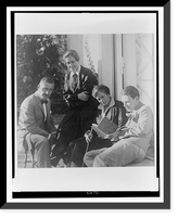 Four members of Mann family gather outside doorway, Vintage Poster