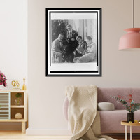 Four members of Mann family gather outside doorway, Vintage Poster