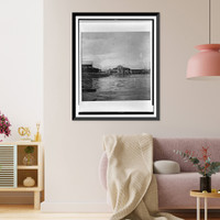 Historic Framed Print, [Harbor, Ponce, Puerto Rico, with old house in background, during the Spanish-American War],  17-7/8" x 21-7/8"