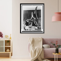 Alice Coachman going over the bar in the women's olympic high jump, Vintage Print