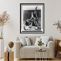 Alice Coachman going over the bar in the women's olympic high jump, Vintage Print