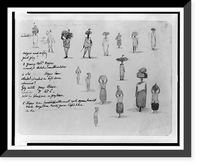 Negro portraits, 16 small drawings with notations, Vintage Poster
