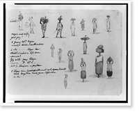 Negro portraits, 16 small drawings with notations, Vintage Poster