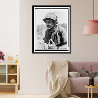 Historic Framed Print, [Lt. Jose Gonzales, half-length portrait, in military uniform, carrying rifle],  17-7/8" x 21-7/8"