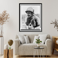 Historic Framed Print, [Lt. Jose Gonzales, half-length portrait, in military uniform, carrying rifle],  17-7/8" x 21-7/8"