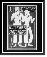 Historic Framed Print, Winter sports, national & state parks.Dorothy Waugh.,  17-7/8" x 21-7/8"