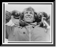 Sir Edmund Hillary, half-length portrait, facing front, holding earflaps to his parka, Ross Island, Antarctica, Historic Print