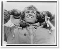 Sir Edmund Hillary, half-length portrait, facing front, holding earflaps to his parka, Ross Island, Antarctica, Historic Print