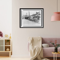 Roses in street parking, Historic Print