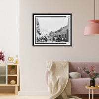 Milk peddlers with horses in the street, Valpara&iacute;so, Chile, Vintage Print