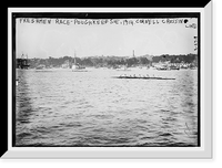 Historic Framed Print, Freshman race .  Poughkeepsie, 1914, Cornell Crossing Line,  17-7/8" x 21-7/8"