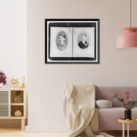Historic Framed Print, [Two portraits on cartes de visite: Martha Freud, head-and-shoulders portrait, facing left (Sept. 1884), and head-and-shoulders portrait, facing slightly left (June 1885)],  17-7/8" x 21-7/8"