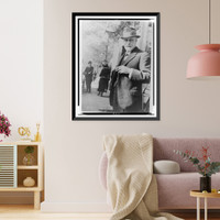 Historic Framed Print, [Sigmund Freud, half-length portrait, facing left, standing on sidewalk outside The Hague, Netherlands],  17-7/8" x 21-7/8"