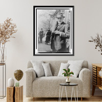 Historic Framed Print, [Sigmund Freud, half-length portrait, facing left, standing on sidewalk outside The Hague, Netherlands],  17-7/8" x 21-7/8"