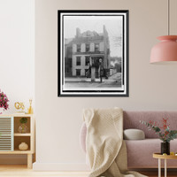 Historic Framed Print, [People posed on porch of and in the Planet newspaper publishing house, Richmond, Virginia],  17-7/8" x 21-7/8"