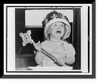21/2 year old Jean Hunter crying, wearing an oversized crown and holding a scepter at a mock coronation at the Madison Square Boys Club, New York City.World Telegram & Sun photo by Fred Palumbo