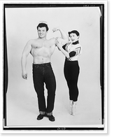 Historic Photo Print - Mr. America flexes his muscles as ballerina