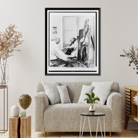 Pablo Casals, seated, playing cello while being painted by Luis Quintanilla Classic, Historic Reproduction