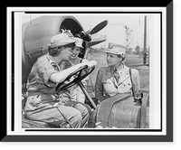 Historic Framed Print, [Col. Oveta Culp Hobby (right) talks with Auxiliary Margaret Peterson and Capt. Elizabeth Gilbert at Mitchel Field].World Telegram & Sun photo by Al Aumuller.,  17-7/8" x 21-7/8"