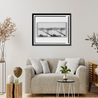 Historic Framed Print, Pontoon across the Appomattox River, Va., Broadway Landing,  17-7/8" x 21-7/8"