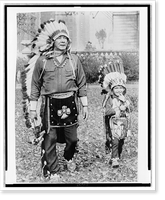 Vintage Photo Print - Chicago - Chief Thunder Cloud strolling with son
