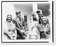 Calvin H. McGhee and two women of the Creek Nation, confer with President John F. Kennedy, outside the White House, Antique Wall Art