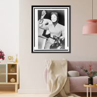 Dorothy Dandridge waves as she disembarks from airplane in Los Angeles, Vintage Poster