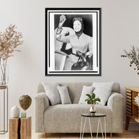 Dorothy Dandridge waves as she disembarks from airplane in Los Angeles, Vintage Poster