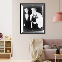 Historic Framed Print, [Edith Bolling Galt Wilson, half-length portrait, facing left, wearing fur stole, standing with Richard Coe],  17-7/8" x 21-7/8"